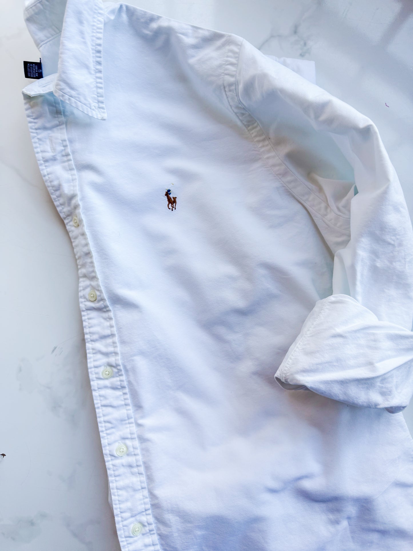 Thrifted Ralph Lauren Oxford White White - Multi Color Pony