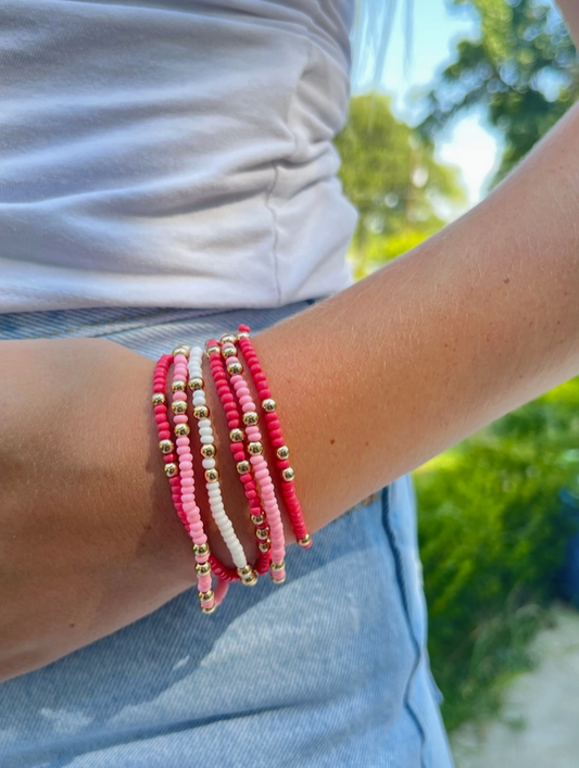 Sorority Colors Stack – Set of 6 Beaded Stretch Bracelets