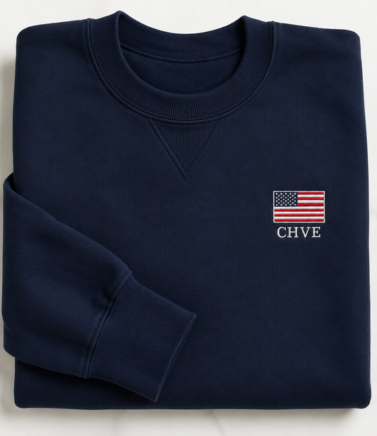 CHVE Adult American Flag Sweatshirt