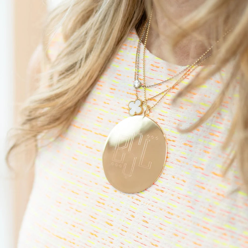 Large Gold Plated Disc Necklace