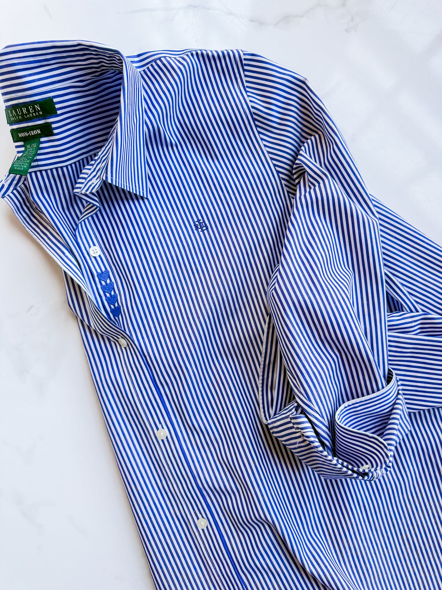 Thrifted Ralph Lauren Oxford - Navy Stripe