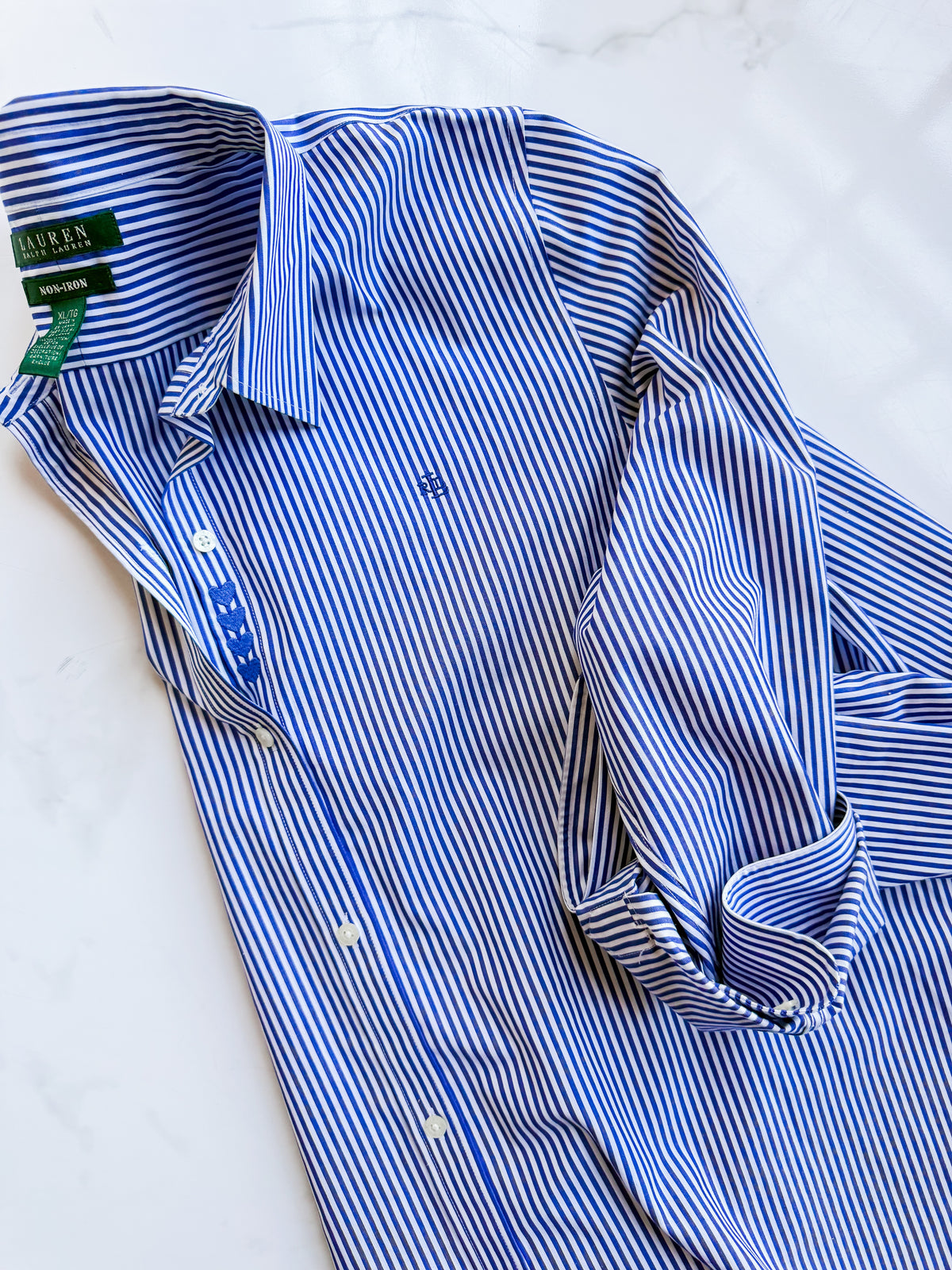 Thrifted Ralph Lauren Oxford - Navy Stripe