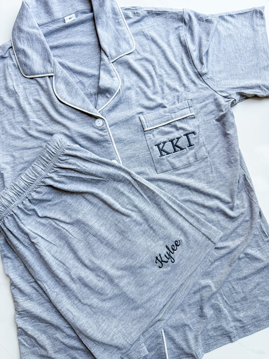 Piped Pajama Set – Short Sleeve + Shorts