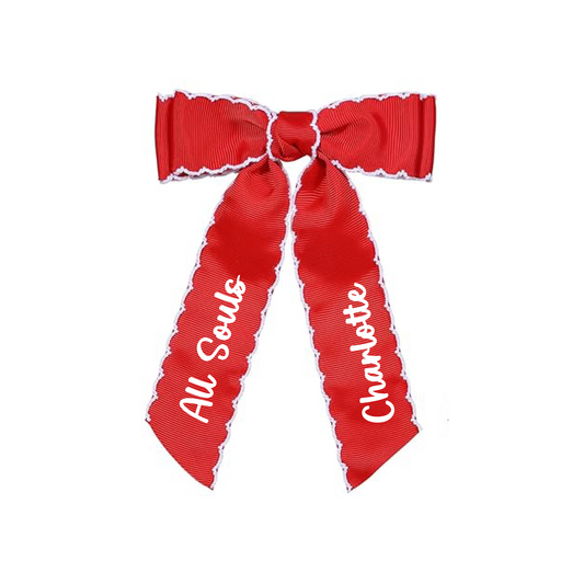 All Souls Red Scalloped Hair Bow