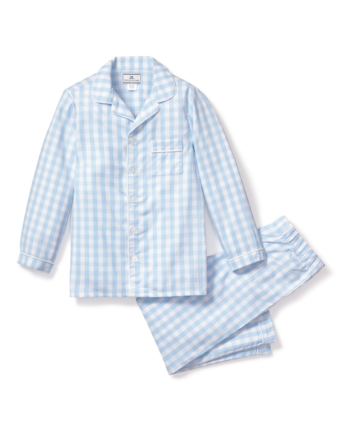 Kids Blue Gingham Pajamas